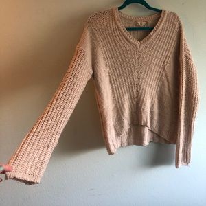 Pink rose vintage tan cropped sweater